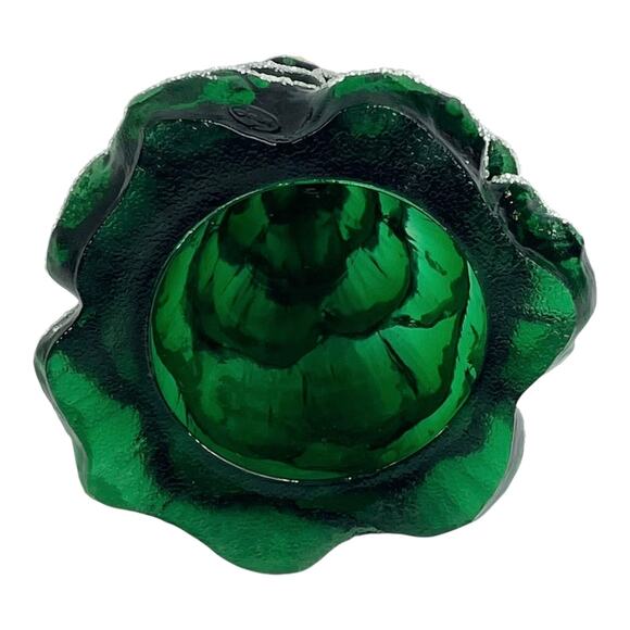 Fenton Glass CHRISTMAS TREE FIGURINE 6.5" LG Green Snow Frosted Gold Angel - Picture 6 of 8